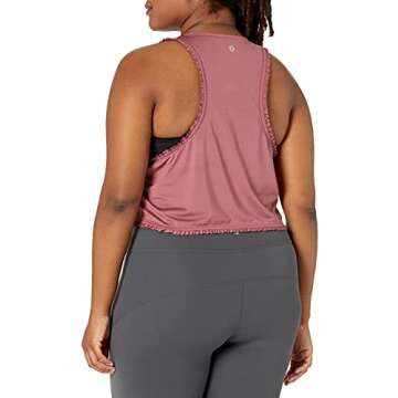Amazon Brand - Core 10 Women's Icon Series 'Ruffle' Cropped Sleeveless Yoga Tank
