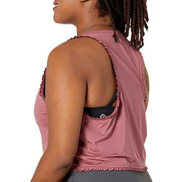 Amazon Brand - Core 10 Women's Icon Series 'Ruffle' Cropped Sleeveless Yoga Tank