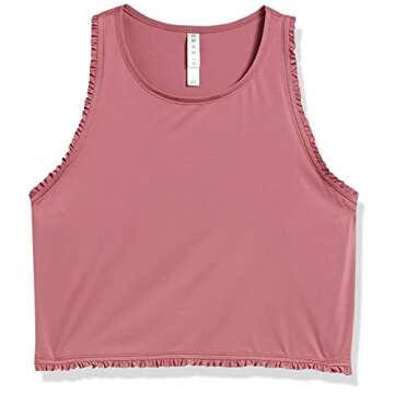 Amazon Brand - Core 10 Women's Icon Series 'Ruffle' Cropped Sleeveless Yoga Tank
