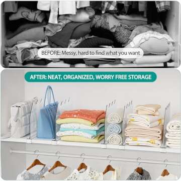 SOYO 10 PCS Durable Clear Shelf Dividers for Home Organization