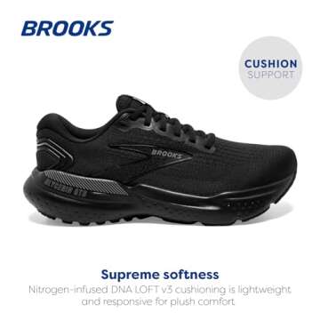 Brooks Men's Glycerin GTS 21 Supportive Running Shoe - Black/Black/Ebony - 14 Medium