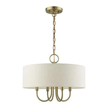 Livex Lighting 4 Light Antique Brass Pendant Chandelier, 18 x 18 x 13.63