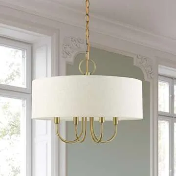 Livex Lighting 4 Light Antique Brass Pendant Chandelier, 18 x 18 x 13.63