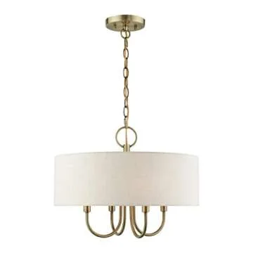 Livex Lighting 4 Light Antique Brass Pendant Chandelier, 18 x 18 x 13.63