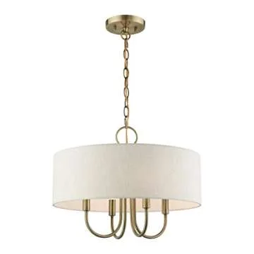 Livex Lighting 4 Light Antique Brass Pendant Chandelier, 18 x 18 x 13.63