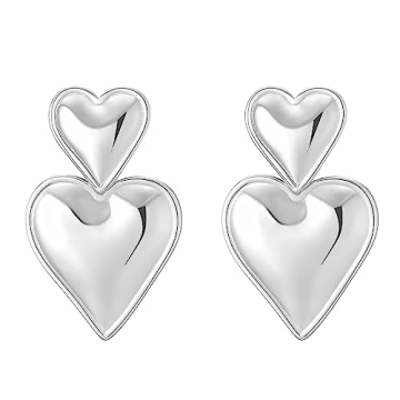 Stylish Apsvo Silver Heart Drop Earrings for Women