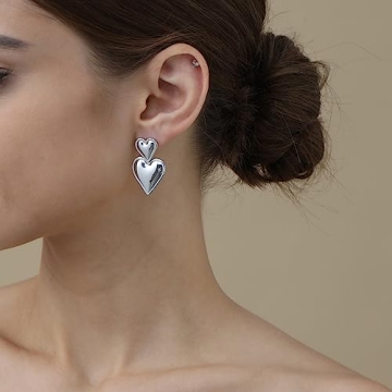 Stylish Apsvo Silver Heart Drop Earrings for Women
