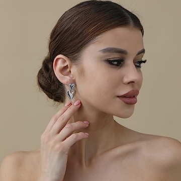 Stylish Apsvo Silver Heart Drop Earrings for Women
