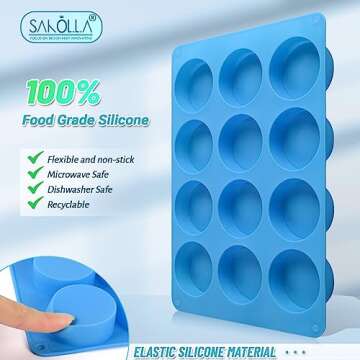 Sakolla 2 PCS Round Chocolate Cookie Molds, Cylinder Silicone Mold, Perfect for Chocolate Covered Oreos, Cake, Candy, Pudding, Mini Soap