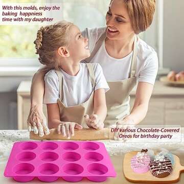 Sakolla 2 PCS Round Chocolate Cookie Molds, Cylinder Silicone Mold, Perfect for Chocolate Covered Oreos, Cake, Candy, Pudding, Mini Soap