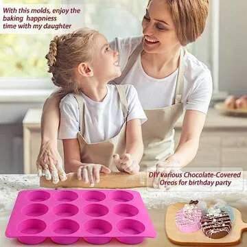 Sakolla 2 PCS Round Chocolate Cookie Molds, Cylinder Silicone Mold, Perfect for Chocolate Covered Oreos, Cake, Candy, Pudding, Mini Soap