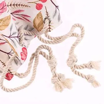 WITH LOVE Women’s Blessed Tote Bag Burlap Red/Tan Floral Design Durable Canvas w/Rope Handles, Large Reusable Lined Travel Shopping/Shoulder Bag for Weekends, Trips, Shopping, Beach, Supplies