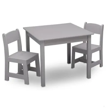 Delta Children MySize Kids Wood Table and Chair Set - Stylish Grey 3 Piece Set for Arts & Crafts, Ki...