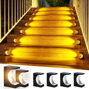 ROSHWEY Solar Step Lights 6 Pack - Elegant Outdoor Lighting for Safety and Style