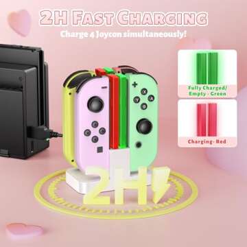 FastSnail Charging Dock for Nintendo Switch for Joy Con & OLED Model Controller with Lamppost LED In...