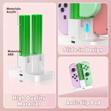 FastSnail Charging Dock for Nintendo Switch for Joy Con & OLED Model Controller with Lamppost LED Indication, Pro Controllers Charger Stand Station Compatible with Joycons with Charging Cable White