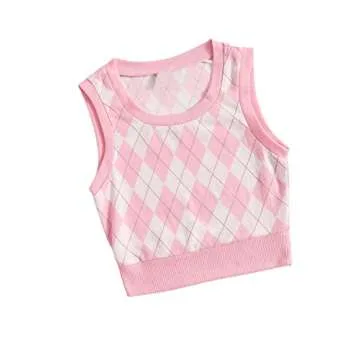 Stylish Argyle Print Sleeveless Tank Top for Women