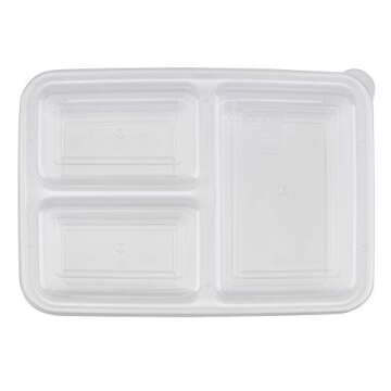Good Cook Meal Prep, 3 Compartments BPA Free, Microwavable/Dishwasher/Freezer Safe, White