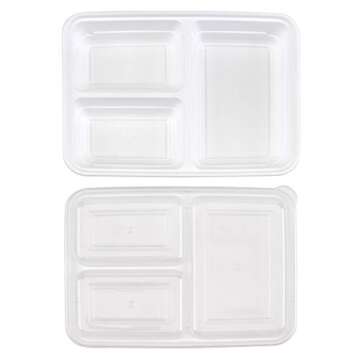 Good Cook Meal Prep, 3 Compartments BPA Free, Microwavable/Dishwasher/Freezer Safe, White