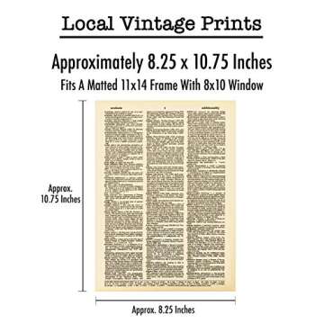 Difficult Roads Quote Dictionary Art Print - Vintage Dictionary Print 8x10 inch Home Vintage Art Wall Art for Home Decor Wall Decorations For Living Room Bedroom Office Ready-to-Frame