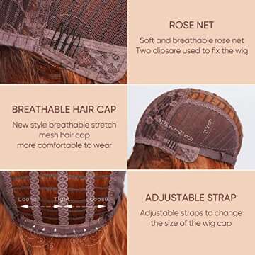 BESTUNG Short Copper Red Wigs for Women - Stylish & Natural