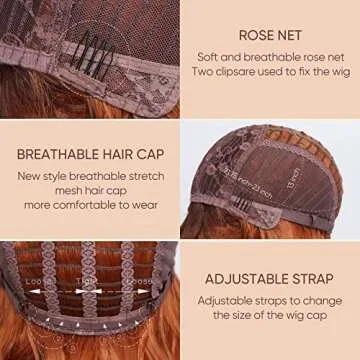 BESTUNG Short Copper Red Wigs for Women - Stylish & Natural