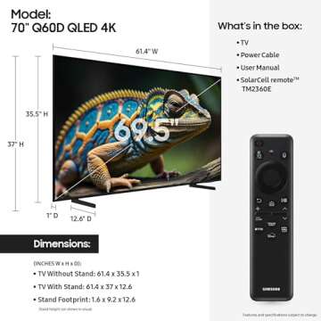 Samsung 70-Inch Class QLED 4K Q60D Series Smart TV with Object Tracking Sound Lite and Motion Xceler...