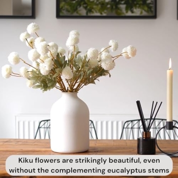 Stunning Faux Kiku Flowers - 10 Stems & 18 Eucalyptus