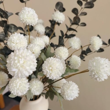 Stunning Faux Kiku Flowers - 10 Stems & 18 Eucalyptus