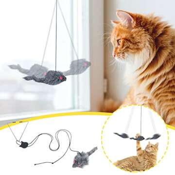BfnzBdnz Interactive Cat Feather Toys - Self-Excited Hanging Door ​Cat Toy Retractable Rope Mouse ...