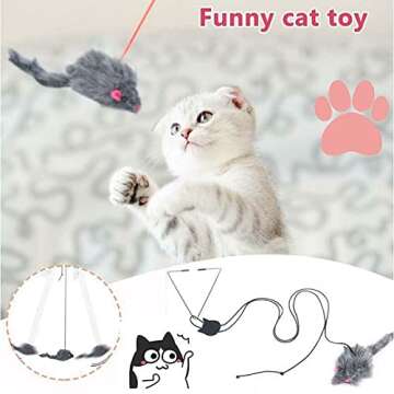 BfnzBdnz Interactive Cat Feather Toys - Self-Excited Hanging Door ​Cat Toy Retractable Rope Mouse Funny Teasing ​Toys ​for Cats Used for Indoor Play Kittens to Exercise (A), 1.6m