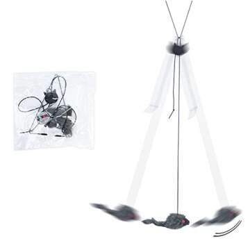 BfnzBdnz Interactive Cat Feather Toys - Self-Excited Hanging Door ​Cat Toy Retractable Rope Mouse Funny Teasing ​Toys ​for Cats Used for Indoor Play Kittens to Exercise (A), 1.6m