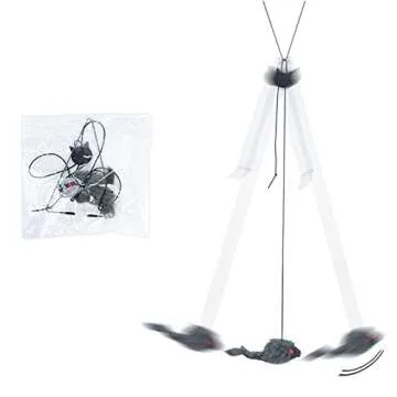 BfnzBdnz Interactive Cat Feather Toys - Self-Excited Hanging Door ​Cat Toy Retractable Rope Mouse Funny Teasing ​Toys ​for Cats Used for Indoor Play Kittens to Exercise (A), 1.6m