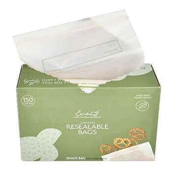100% Compostable Food Storage Bags [Snack 50 Pack] Eco-Friendly Freezer Bags, Resealable Bags, Heavy-Duty, Biodegradable, Reusable, Off-White by Earth's Natural Alternative