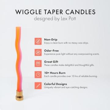 Wiggle Candles - Playful Taper Candles in Bright Colors 2-Pack