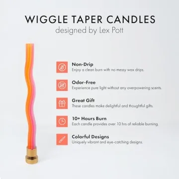 Wiggle Candles - Playful Taper Candles in Bright Colors 2-Pack