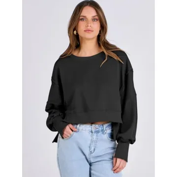 Trendy ANRABESS Cropped Sweatshirt for Women