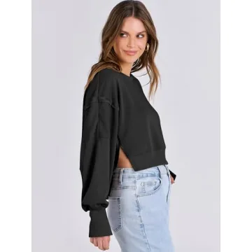 Trendy ANRABESS Cropped Sweatshirt for Women