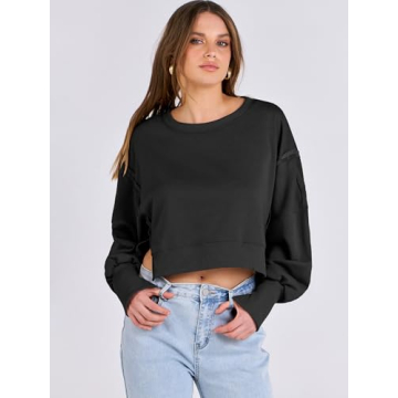 Trendy ANRABESS Cropped Sweatshirt for Women