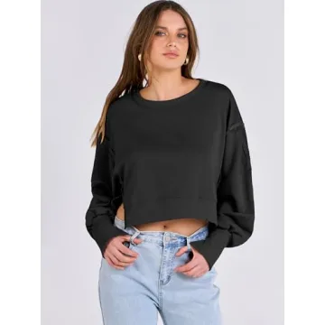 Trendy ANRABESS Cropped Sweatshirt for Women