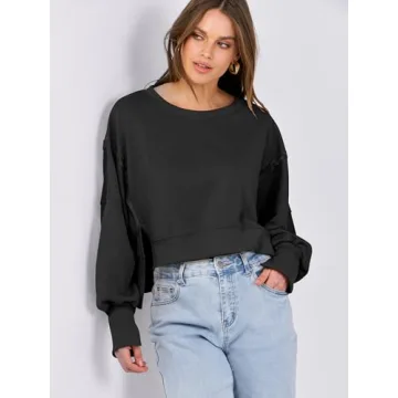 Trendy ANRABESS Cropped Sweatshirt for Women