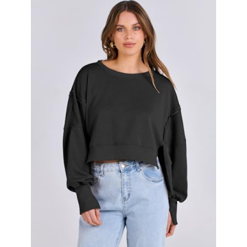 Trendy ANRABESS Cropped Sweatshirt for Women