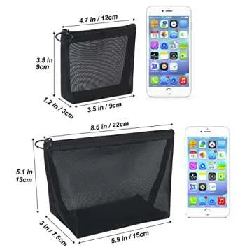 Stylish HRX Black Mesh Makeup Bag Set for Organization