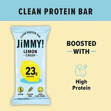 JiMMYBAR! Lemon Crush, Clean Protein Bars, High Protein, Low Sugar, Gluten Free, Energy Boost, 2.05 Ounce (Pack of 12)
