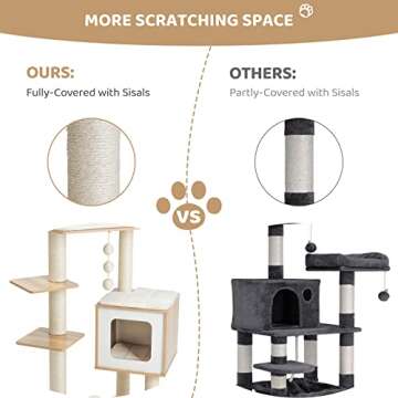 Arlopu 55” Modern Cat Tree Tower for Cats