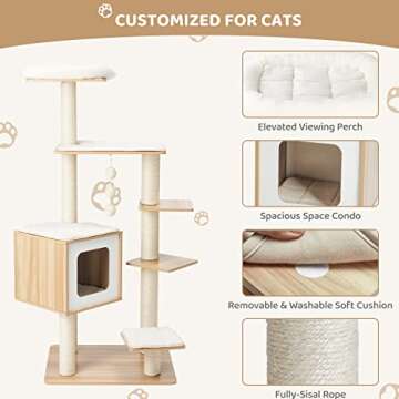 Arlopu 55” Modern Cat Tree Tower for Cats