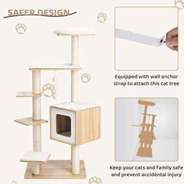 Arlopu 55” Modern Cat Tree Tower for Cats