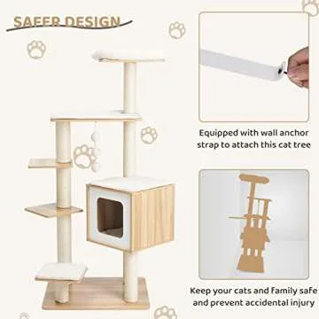 Arlopu 55” Modern Cat Tree Tower for Cats