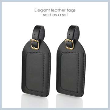Conair Luggage Tag Set - Stylish Leather Tags for Easy Luggage Identification, 2 Pack