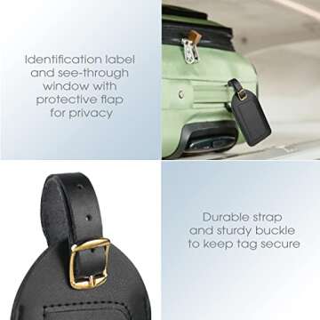 Conair Leather Luggage Tags for Easy Travel ID - 2 Pack